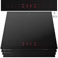 6 Burners Induction Cooktop With Black Glass Surface And Red Digital Control