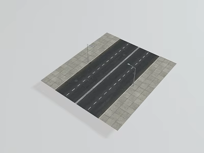 Road Infrastructure With Paved Lanes Markings Sidewalk And Street Light Poles 3d model