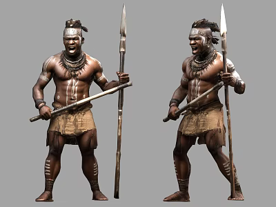 Game Character Native African Black Tribal People Primitive People 3d model