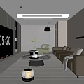 Modern Living Room Interior With Gray Sofa Round Coffee Table Large TV And Natural Light