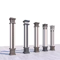 Various Architectural Columns With Diverse Capitals Bases And Carved Patterns