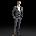 Stylish Man In Suit With Multiple Poses And Angles In Different Colors 3d model