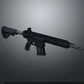Modern Black Tactical Rifle With Ergonomic Grip And Detachable Magazine Design