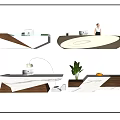 Modern Reception Desk Front Desk 3d model