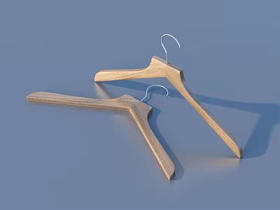 Two Natural Wooden Hangers For Daily Clothing Storage And Organization 3d model