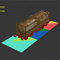 3D Model Of Rusty Functional Rail Freight Car On Tracks 3d model