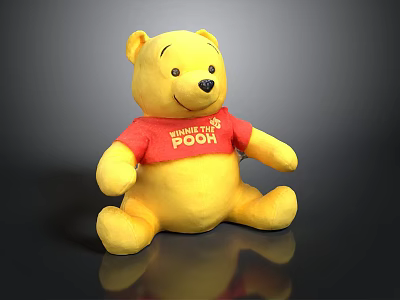 Winnie The Pooh Yellow Plush Toy With Red T shirt For Daily Use 3d model