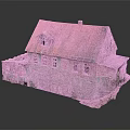 Vintage Old House Architecture With Red Roof Stone Walls And Wooden Windows
