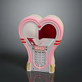 Heart Shaped Decorative Gate With Pink White Frame Red Interior And Golden Accents