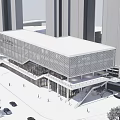 Modern Commercial Building With Glass Facade Geometric Design And Staircase On Urban Street