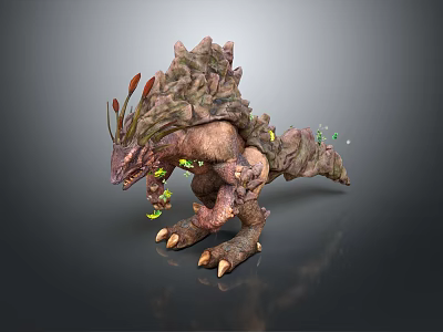 Game Fantasy Monster Character Design With Rock Like Shell And Glowing Green Elements 3d model