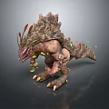 Game Fantasy Monster Character Design With Rock Like Shell And Glowing Green Elements 3d model