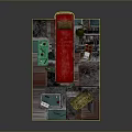 Red Medical Bed Equipment With Storage Cabinet Table Lamp And Supply Bottles Setup