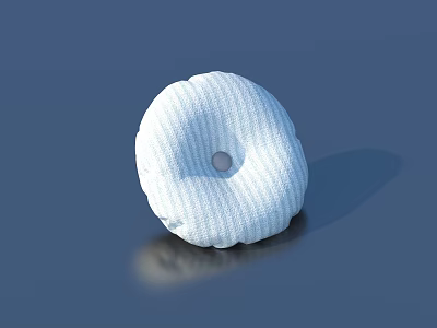 Cozy White Knitted Donut Shaped Pillow With Round Hole Decorative For Living Room 3d model