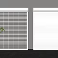 White Slatted And Smooth Roller Shutters In Modern Interior With Green Plant