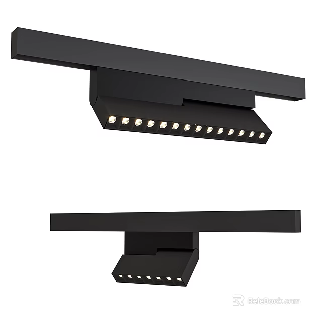 Modern Black Downlights and Spotlights with LED Strip Design for Ceiling Lighting 3d model