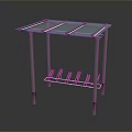 Modern Glass Top Table With Metal Frame And Underneath Wine Rack Structure