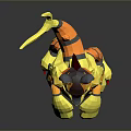 Low Poly Cat Robot 3D Model With Standing Pose Yellow Orange Body And Red Paws