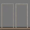 Two White Door Arches Standing Against Grey Wall With Wooden Floor