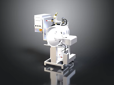Sturdy Industrial Mechanical Equipment With Circular Component Control Panel And Stand 3d model