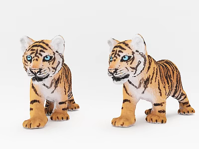 Two Realistic Reptile Plush Toys With Striped Skin And Blue Eyes 3d model