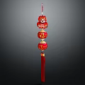 Chinese Style Furniture Adorned With Red Hanging Lanterns And Gold Tassels