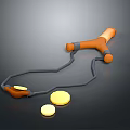 Orange And Black Slingshot With Rubber Band And Yellow Marbles Design