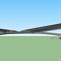 Modern Unique Bridge Structural Design With Blue Sky And Green Grass Landscape 3d model