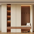 Modern Wooden Shoe Cabinet With Storage Hooks Bench And Lighting Design