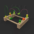 Interactive Wooden Building Blocks Toy With Curved Wire Tracks And Colorful Beads For Kids