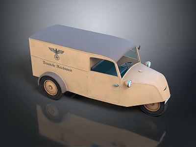 Vintage Kurier Dienst Delivery Van With Beige Body And Grey Roof Design 3d model