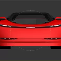 Red Futuristic Sports Car With Sleek Design Black Roof Large Wheels And Reflective Surface
