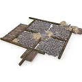 Traditional Architectural Stone Pavement Design With Wooden Frame And Outdoor Patio Layout