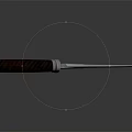Sharp Metal Blade Weapon With Wooden Handle And Reflection On Surface 3d model