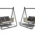 Outdoor Hanging Chair With Metal Frame And Comfortable Cushions And Pillows