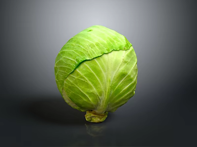 Fresh Green Cabbage With Vibrant Leaves Round Shape On Dark Background 3d model