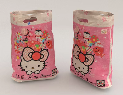 Pink Hello Kitty Dream Themed Bags With Cute Cartoon Character Prints And Reusable Design 3d model
