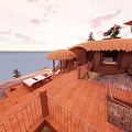 Circular Thatched Roof Detached Villa Stilted Design Amid Pine Trees And Ocean View