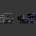 Large Dark Metal Transport Trucks With Loading Platform And Small Car Model