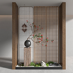 Quiet ancient porch partition 3d model