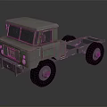 Green Military Style Truck Chassis With Cab And Black Wheels