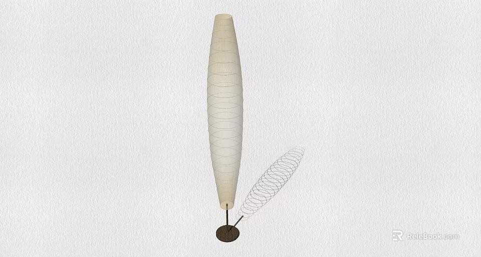 Modern Spiral Design Floor Lamp With White Shade And Wooden Base 3d model 