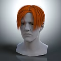 Realistic Human Head Model With Orange Hair And Visible Facial Organs