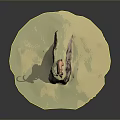 Low Poly 3D Antelope Standing on Rock with Green Ground Surface