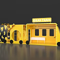 DEAR TRAIN Yellow Train Structure With Carriage Windows Bench Seat And Decorative Design 3d model