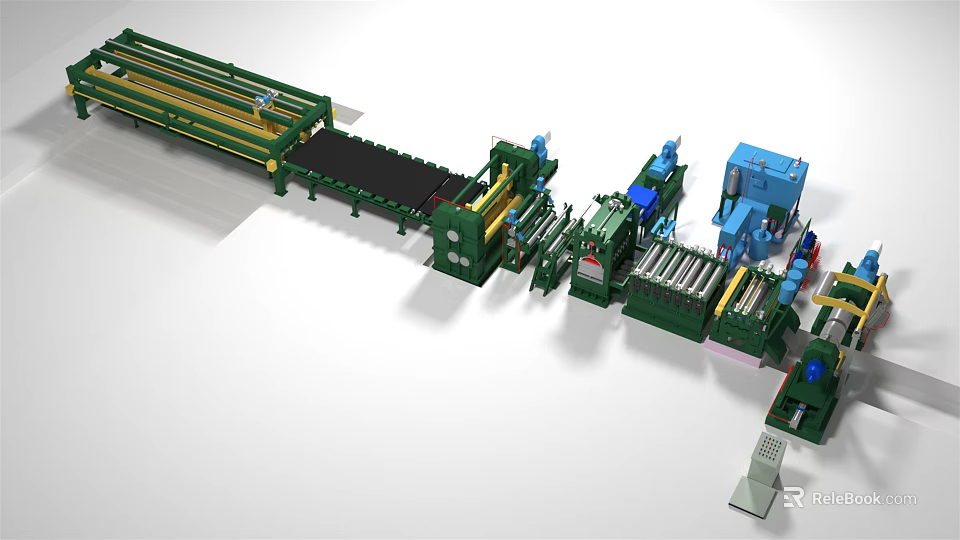 Advanced Industrial Equipment Production Line Featuring Conveyor Belts And Mechanical Components 3d model 