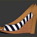 Women's Stylish Striped Peep Toe Wedge Sandals With Blue White Orange Design
