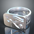 Metallic Silver Ring Featuring Eye of Horus Engraved Design And Intricate Carvings