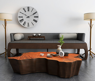 New Chinese-style double sofa 3d model