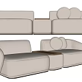 Modern Beige Upholstered Multi Seater Sofa With Modular Design And Matching Side Table Modules 3d model